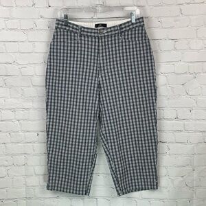 Lee Khakis Womens Capri Pants Size 12 Blue Check Plaid Casual Crop Bottoms